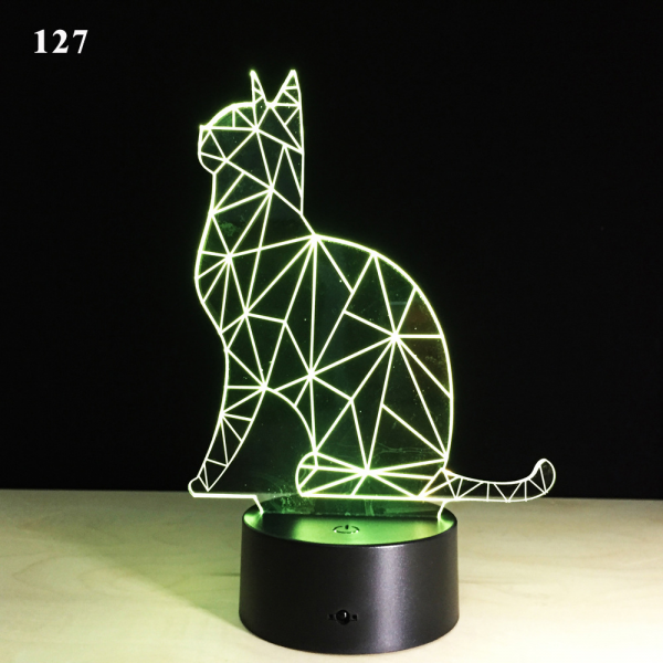 Lampe 3D chat géométrique