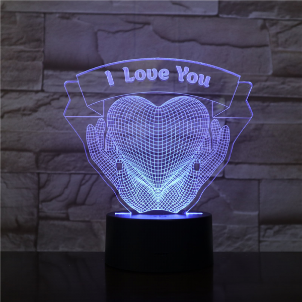 Lampe 3D coeur amour