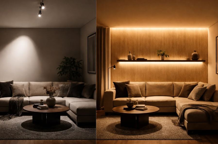 différences entre la lumière indirecte et la lumière directe