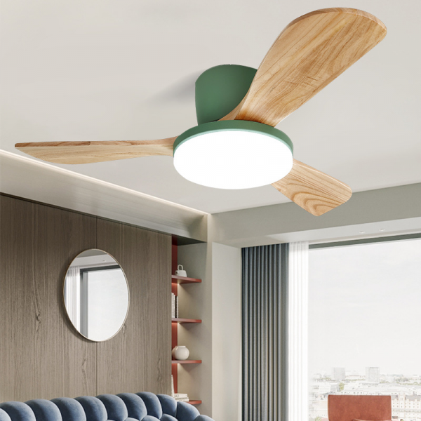 Ventilateur plafond luminaire scandinave vert