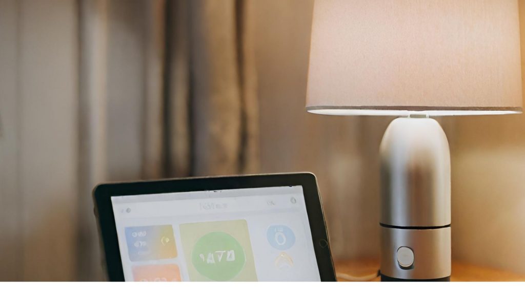 une tablette et une lampe design Éclairage Intelligent pour la Maison