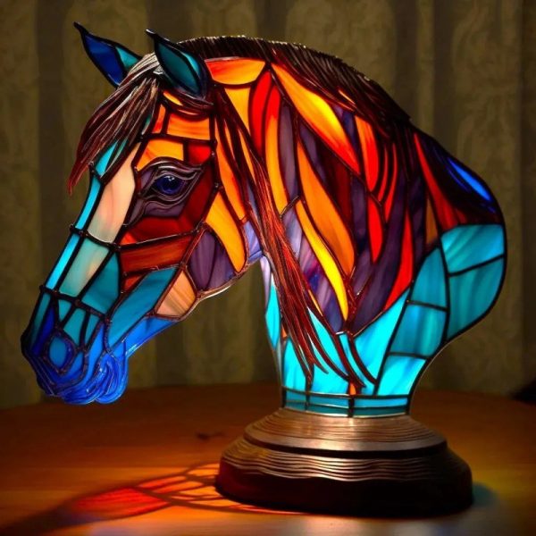 Lampe Vitrail Animaux cheval
