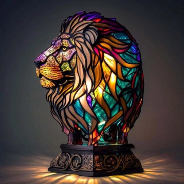 Lampe Vitrail Animaux lion