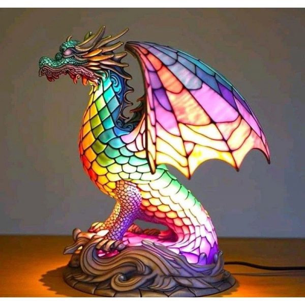 Lampe Vitrail Animaux dragon