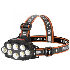 Lampe Frontale Professionnelle -  8 LEDS Rechargeable 2 batteries