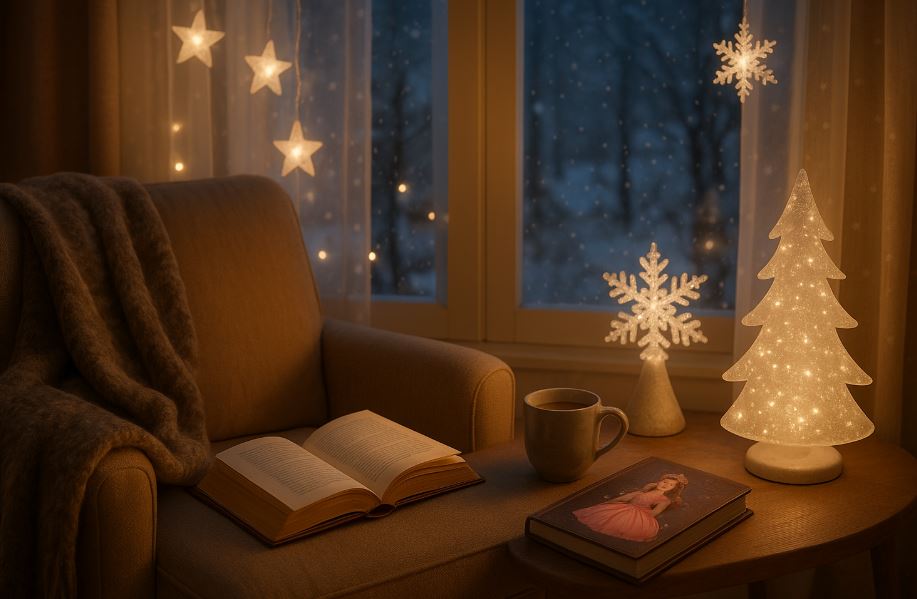 Créer un coin lecture féerique avec des lampes hivernales