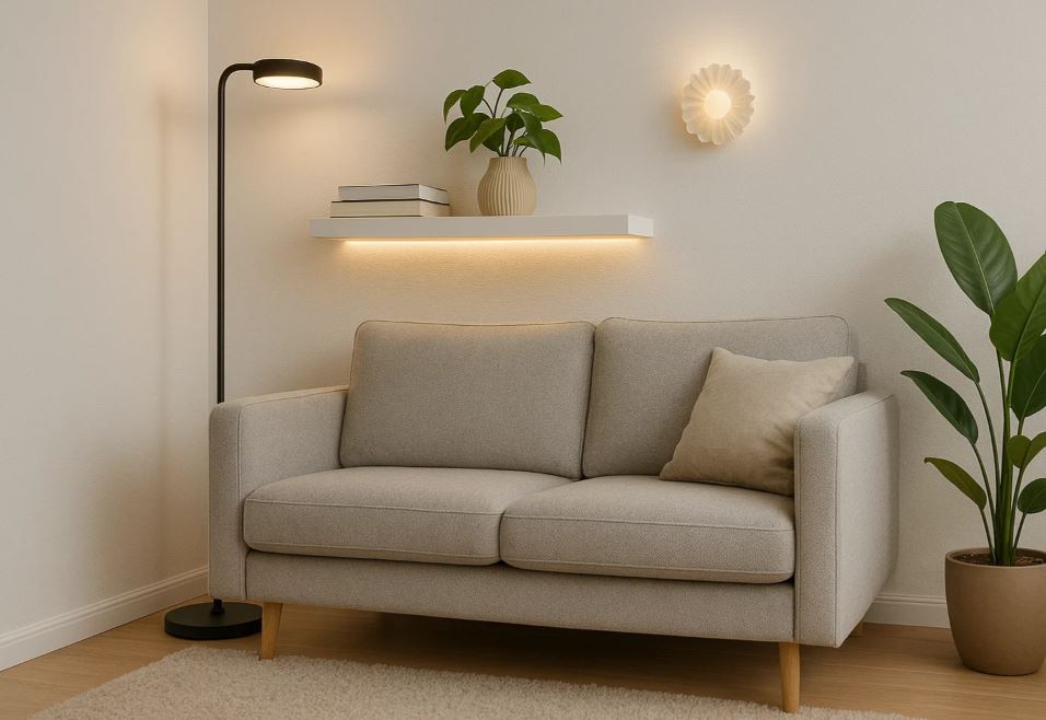 luminaires astucieux dans un salon simple