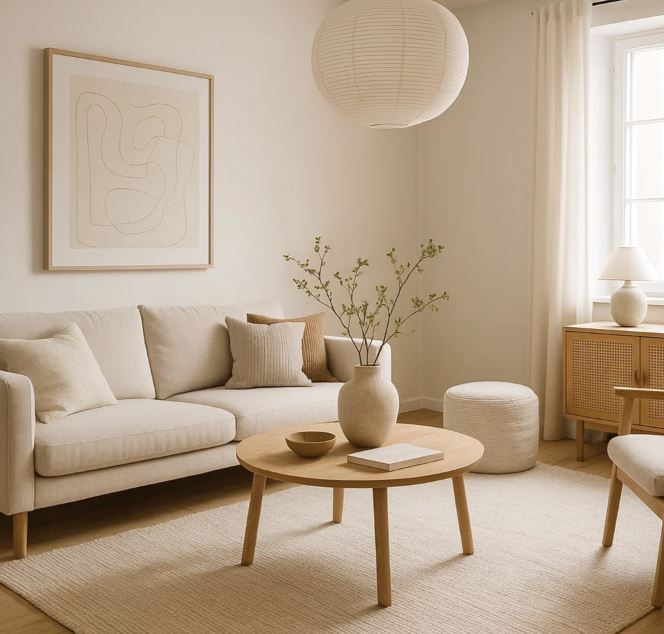 photo d'un salon en deco scandinave