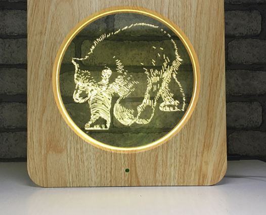 lampe 3d en bois ours photo 