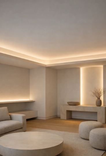 photo de lumiére indirect dans un salon