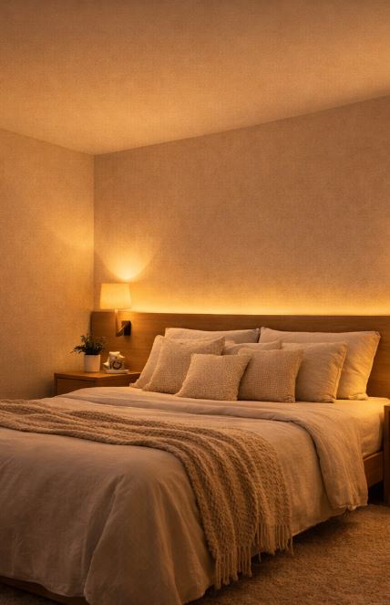 photo lit Lumière indirecte dans la chambre