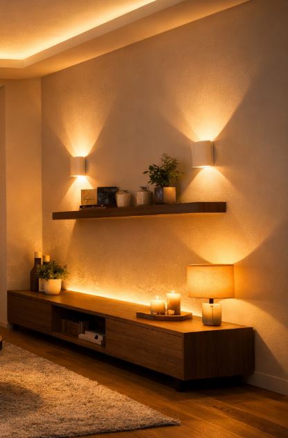 photo Lumière indirecte dans un salon moderne