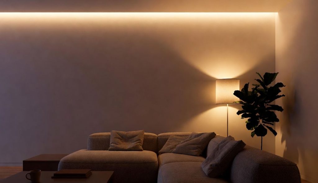 Installation de la lumière indirecte dans un salon 