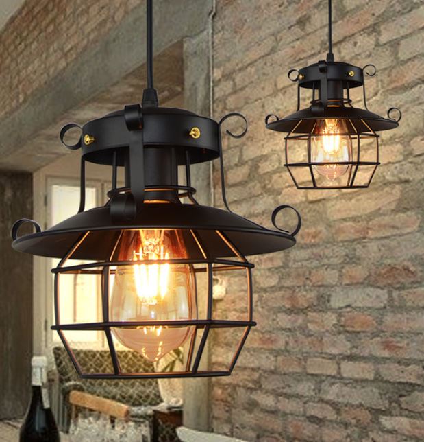 SUSPENSION INDUSTRIELLE VINTAGE CAGE