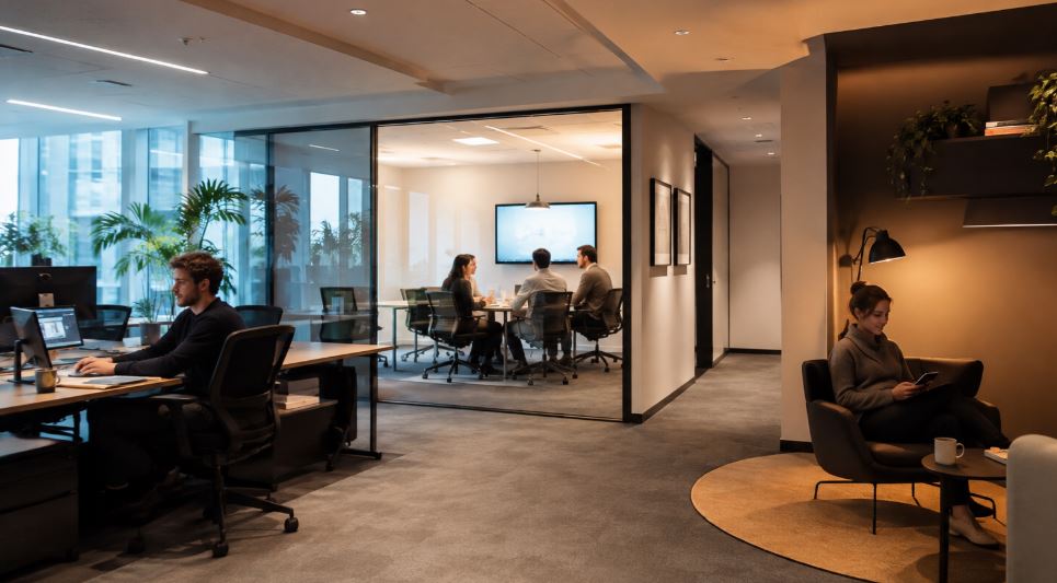Éclairage intelligent au bureau  des ambiances adaptées à chaque espace